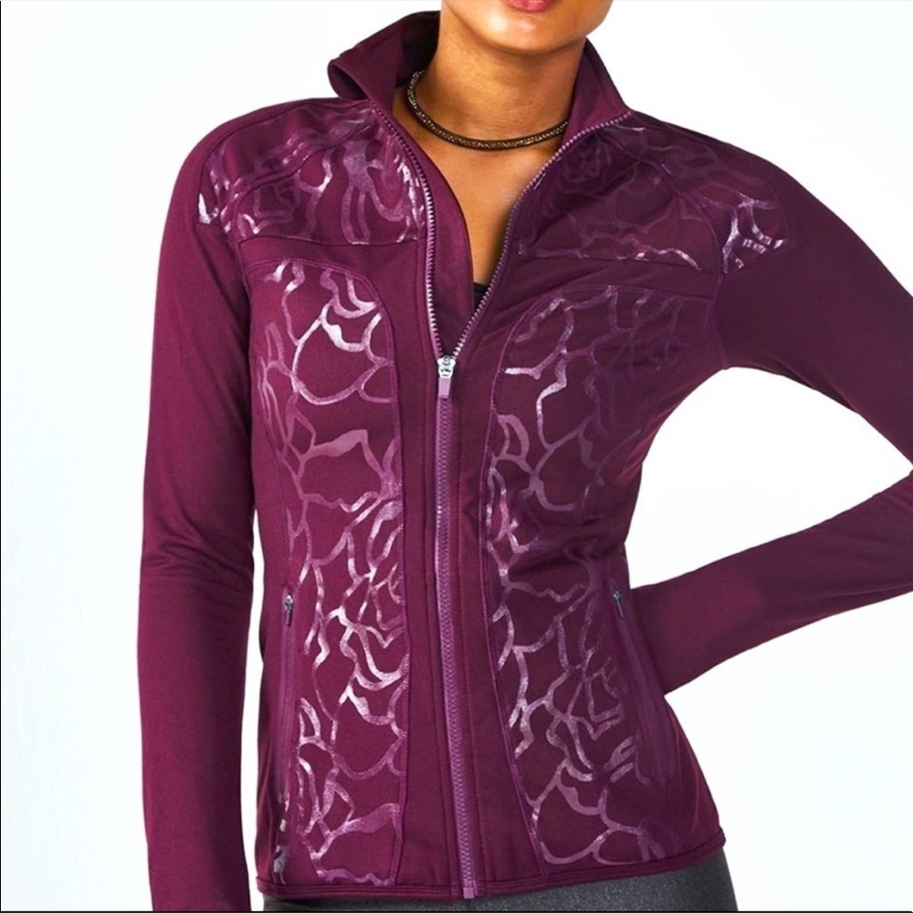 Fabletics JoJo Burgundy Floral Zip Jacket